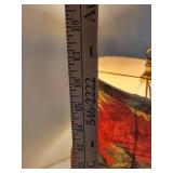 Vintage Table Lamp with Floral Shade and Ceramic Base