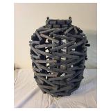 Rustic Folk Art Branch Lantern with Glass Insert