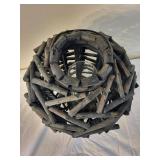 Rustic Folk Art Branch Lantern with Glass Insert