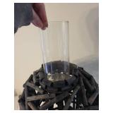 Rustic Folk Art Branch Lantern with Glass Insert