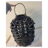 Rustic Folk Art Branch Lantern with Glass Insert