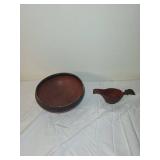 Antique Pottery Bowl and Scandinavian Handled Cup Set