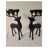 Pair of Metal Reindeer Candle Holders for Holiday Decor