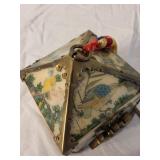 Decorative Korean Style Jewelry Box with Brass Accents and Traditional Art