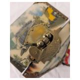 Decorative Korean Style Jewelry Box with Brass Accents and Traditional Art