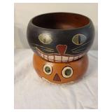 Halloween Witch Puppet & Pumpkin Cat Face Bowl Set
