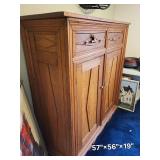 Vintage Wooden Cabinet with Carved Bird Detail - CONTENTS NOT INCLUDED