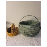 Set of 2 Handcrafted Woven Baskets - Green and Yellow Rope
