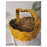 Set of 2 Handcrafted Woven Baskets - Green and Yellow Rope