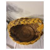 Set of 2 Handcrafted Woven Baskets - Green and Yellow Rope