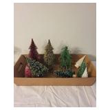 Vintage Style Assorted Bottle Brush Christmas Trees Set