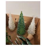 Vintage Style Assorted Bottle Brush Christmas Trees Set