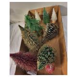 Vintage Style Assorted Bottle Brush Christmas Trees Set
