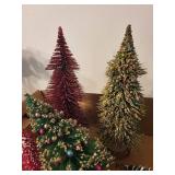Vintage Style Assorted Bottle Brush Christmas Trees Set