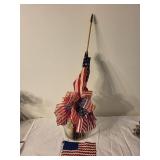 Assorted American Flag Decor Bundle - Fabric Flags & Crochet Potholder