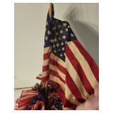Assorted American Flag Decor Bundle - Fabric Flags & Crochet Potholder