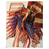 Assorted American Flag Decor Bundle - Fabric Flags & Crochet Potholder