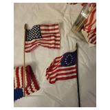 Assorted American Flag Decor Bundle - Fabric Flags & Crochet Potholder