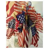 Assorted American Flag Decor Bundle - Fabric Flags & Crochet Potholder