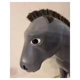 Handcrafted Wooden Donkey Figurine with Brush Mane