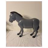 Handcrafted Wooden Donkey Figurine with Brush Mane