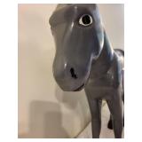 Handcrafted Wooden Donkey Figurine with Brush Mane