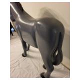 Handcrafted Wooden Donkey Figurine with Brush Mane