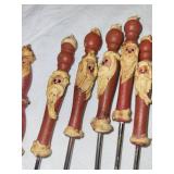 Santa-Themed Carved & Artisan Handle Kitchen Utensils Set