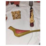 Santa-Themed Carved & Artisan Handle Kitchen Utensils Set