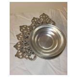 Set of 6 Pewter Porringer Dishes with Ornate Handles