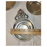 Set of 6 Pewter Porringer Dishes with Ornate Handles