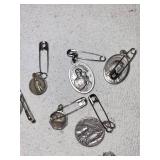 Lot of Vintage Silver Religious Medals and Pins - Saints, Pope, etc.