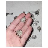 Lot of Vintage Silver Religious Medals and Pins - Saints, Pope, etc.