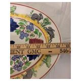 Antique Stick Spatterware Rabbitware Oval Platter