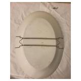 Antique Stick Spatterware Rabbitware Oval Platter