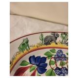 Antique Stick Spatterware Rabbitware Oval Platter
