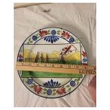 Antique Stick Spatter Rabbitware Plate Animal Croquet Scene