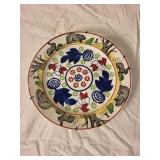 Antique Stick Spatter Rabbitware Plate with Animal Motifs