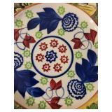 Antique Stick Spatter Rabbitware Plate with Animal Motifs