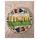 Antique Rabbitware Plate with Rabbit Tennis Scene