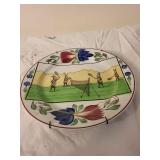 Antique Rabbitware Plate with Rabbit Tennis Scene