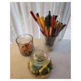 Colorful Kitchen Skewers and Corn Holders Lot Including Bakelite