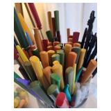 Colorful Kitchen Skewers and Corn Holders Lot Including Bakelite