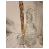 Set of 3 Vintage Glass Rooster Bottles with Stoppers