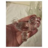 Set of 3 Vintage Glass Rooster Bottles with Stoppers