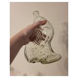 Set of 3 Vintage Glass Rooster Bottles with Stoppers