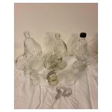 Set of 3 Vintage Glass Rooster Bottles with Stoppers