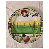 Antique Rabbitware Plate with Rabbits Playing Game Design