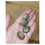 Vintage U.S. Post Office Badge & Cleveland Fire Dept. Buttons Lot