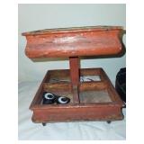 Vintage Wooden Organizer & Black Circular Compartmentalized Piece